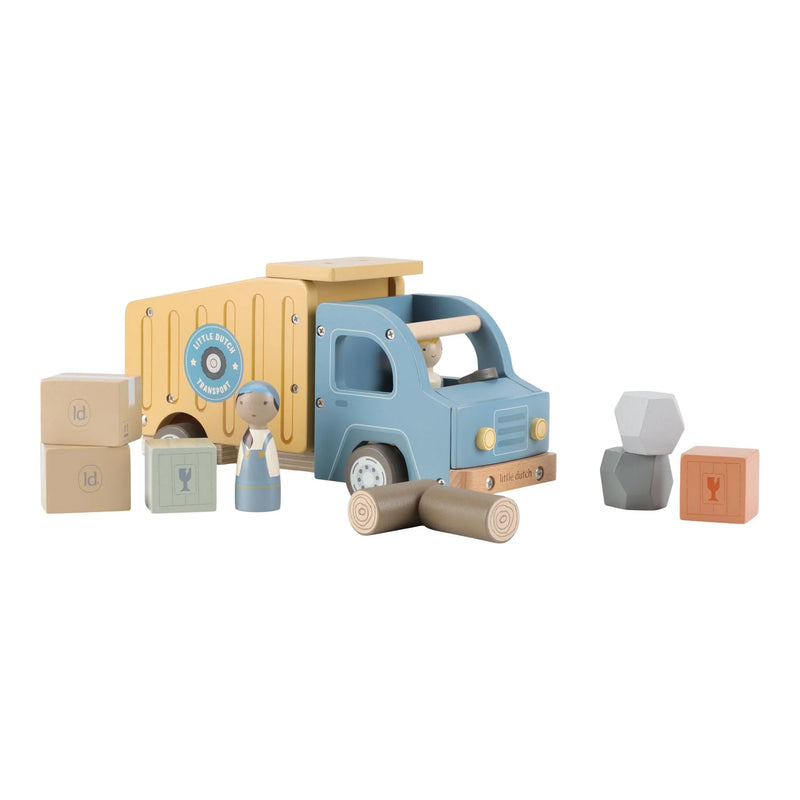 Little Dutch Holz-Kipplaster – Müllwagen mit Steckfiguren - LD2535