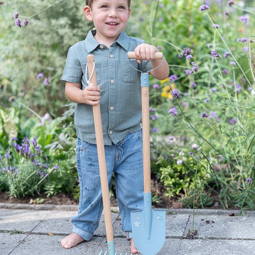 Little Dutch Kinder Harke blau - Forest Friends Rechen – Detailansicht