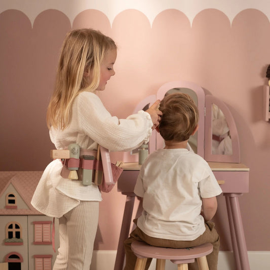 Little Dutch rosa Friseur Set Kinder Holz – Detailansicht