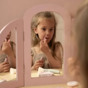 Little Dutch Holz Schminktisch rosa – Frisiertisch mit Spiegel & Hocker