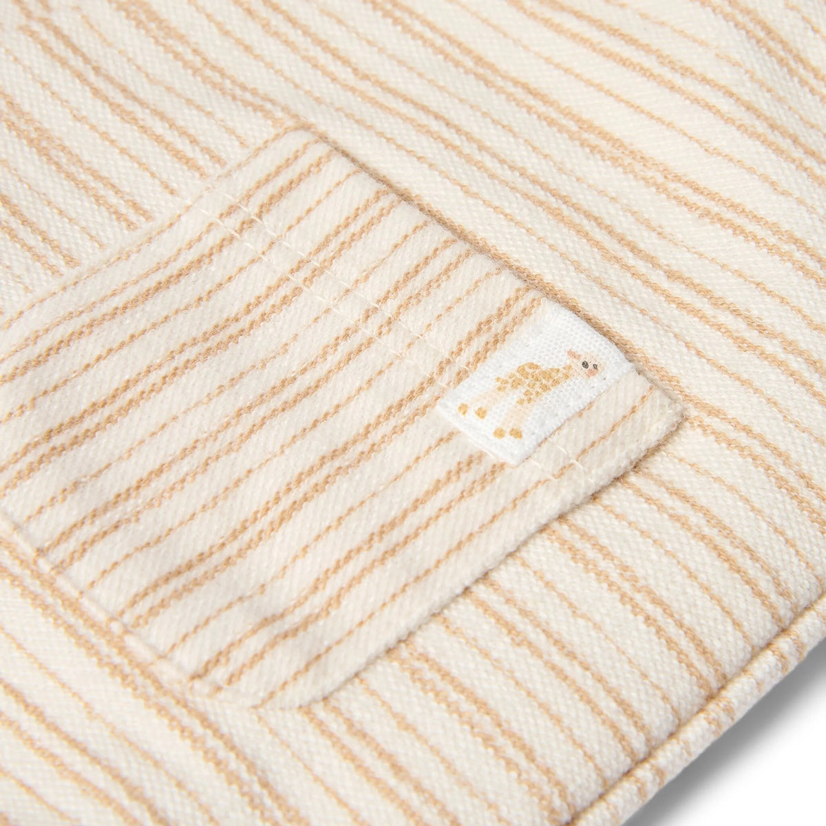 Detailansicht der braun gestreiften Babyhose Little Dutch Safari Friends