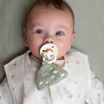 Little Dutch Schnullertuch Pilz grün – Forest Friends Bio-Musselin