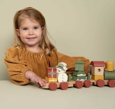 Little Dutch X-MAS Holz Eisenbahn mit Steckformen Weihnachten Detailansicht