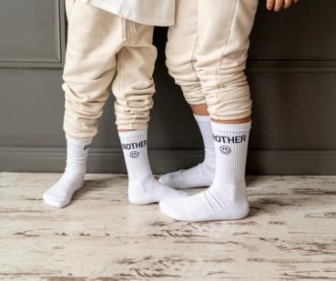 loones Brother Socken mit happy Smiley weiss - die Brudersocken