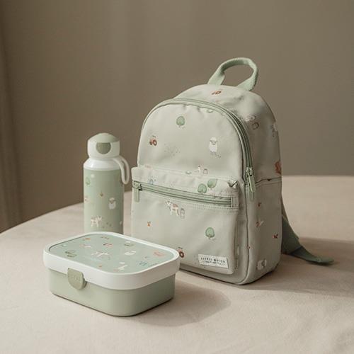 Mittagessenset Pop up Trinkflasche und Lunchbox Grün Little Farm Detail 3