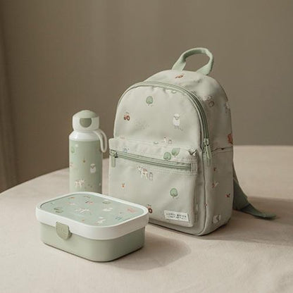 Mittagessenset Pop up Trinkflasche und Lunchbox Grün Little Farm Detail 3