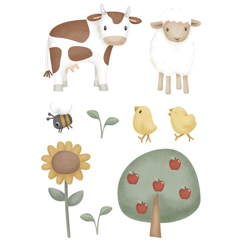 Wandaufkleber Mehrfarbig Little Farm Detail 3