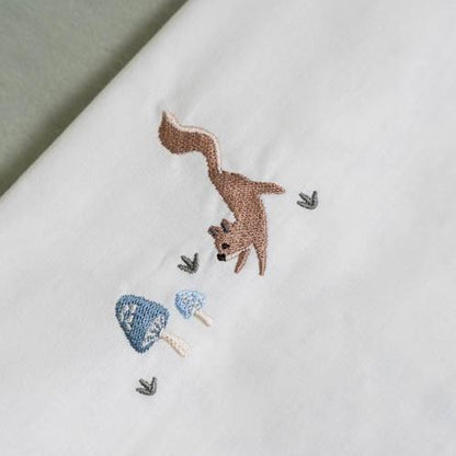 Bettlaken Weiß Forest Friends Detail 3