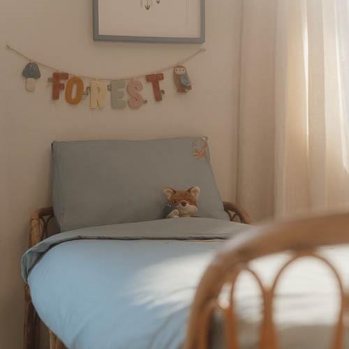 Junior Bettbezug Blau Forest Friends Detail 5