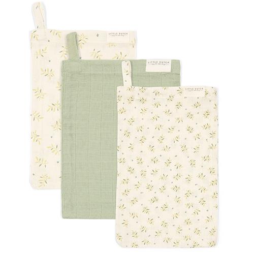 Little Dutch Waschlappen Set Grün Essentials Blueberry Leaves Hauptansicht
