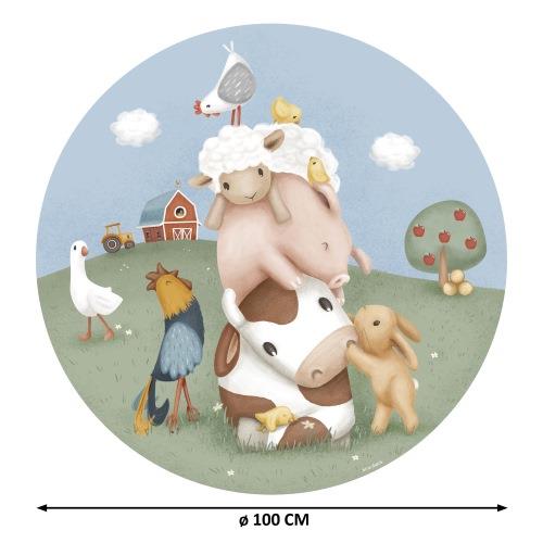 Tapetenkreis Mehrfarbig Little Farm Detail 3