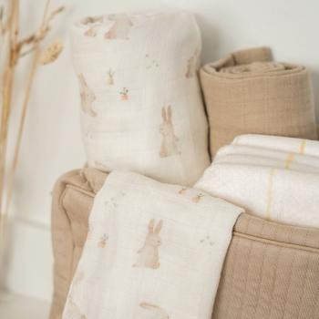 Little Dutch Musselintuch Swaddle 120 x 120 Baby Bunny Little Dutch von der Seite