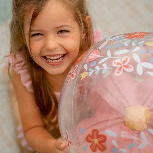 Little Dutch Strandball 3D Figur rosa Blumen Verpackung