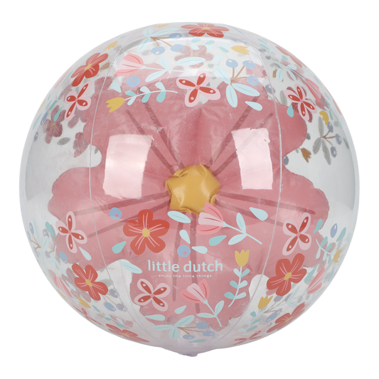 Little Dutch Strandball 3D Figur rosa Blumen 35 cm aufgeblasen
