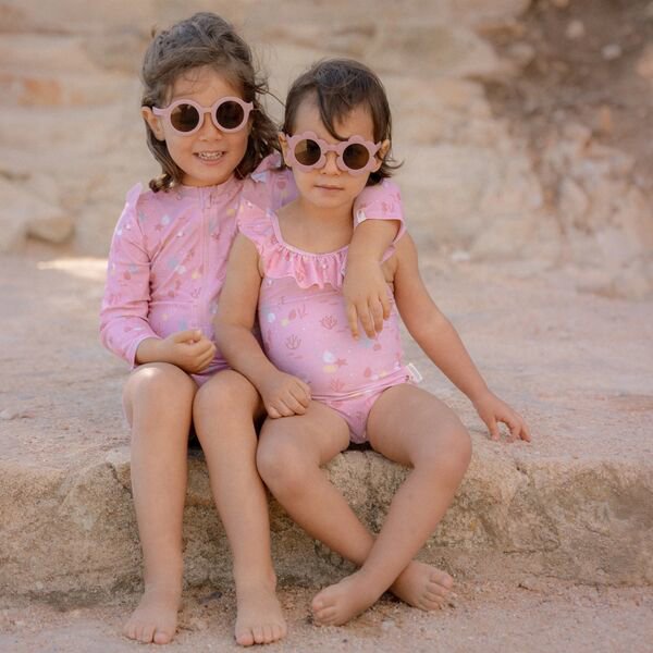 Kinder Sonnenbrille Rund Hellrosa Detail 4