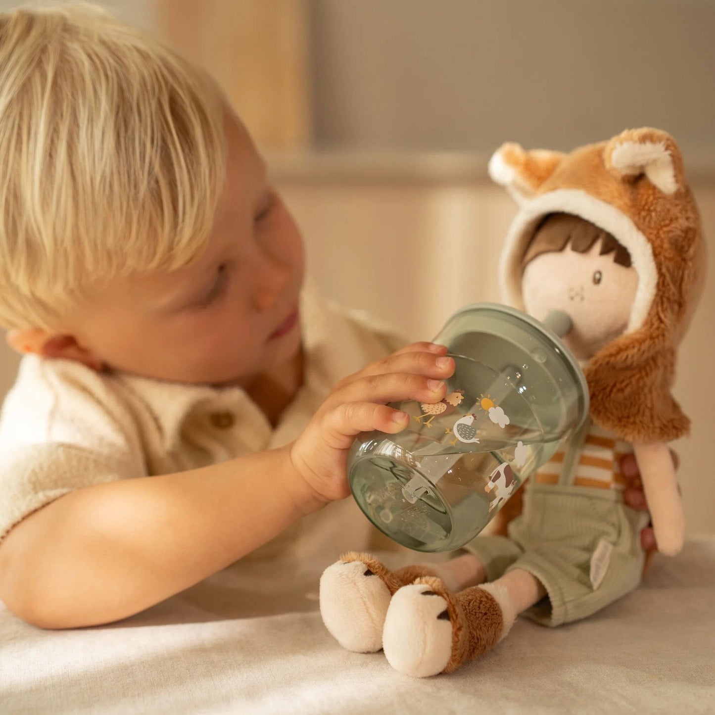 Kinderglas 250 ml Mit Strohhalm Little Farm Detail 4