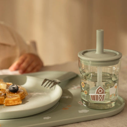 Kinderglas 250 ml Mit Strohhalm Little Farm Detail 3