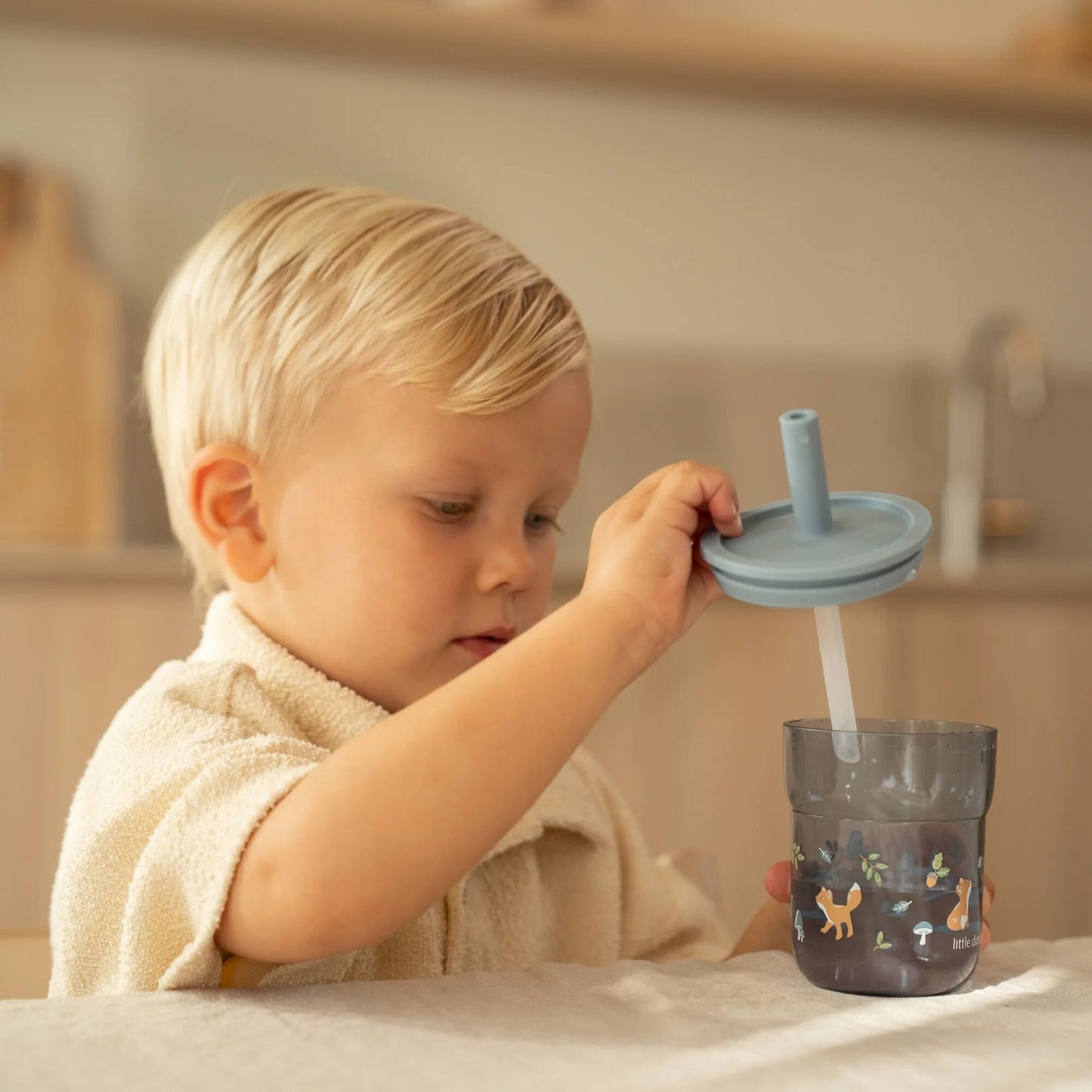 Kinderglas 250 ml Mit Strohhalm Forest Friends Detail 5