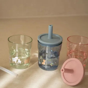 mepal Kinder Trinkglas blau Mio 250ml mit Trinkhalm Mepal - Forest Friends Lieferumfang