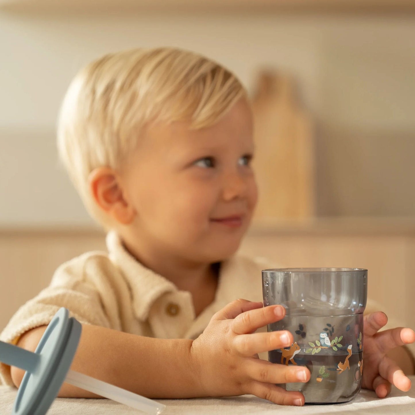 Kinderglas 250 ml Mit Strohhalm Forest Friends Detail 4