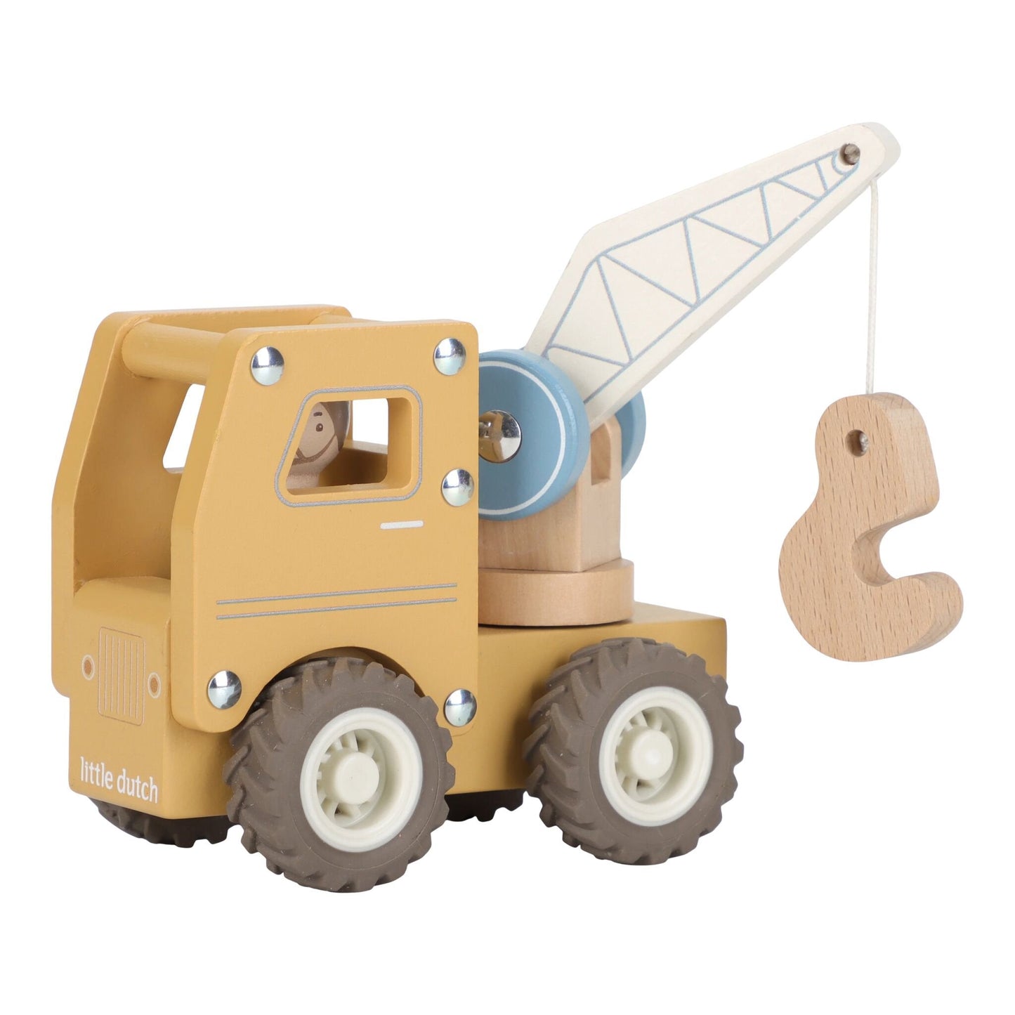 Little Dutch Kranwagen FSC der Holzkran – Gelb – Essentials - Im Einsatz