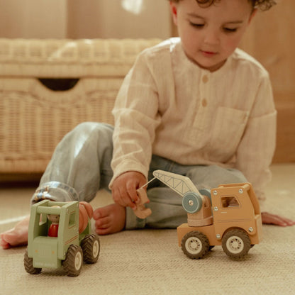 Little Dutch Kranwagen FSC der Holzkran – Gelb – Essentials - Ruckansicht