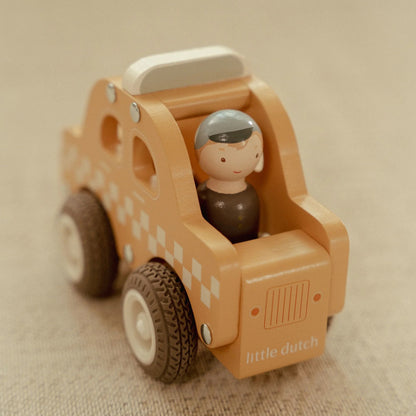 Little Dutch Taxi FSC Holzauto – Gelb – Essentials - Ruckansicht