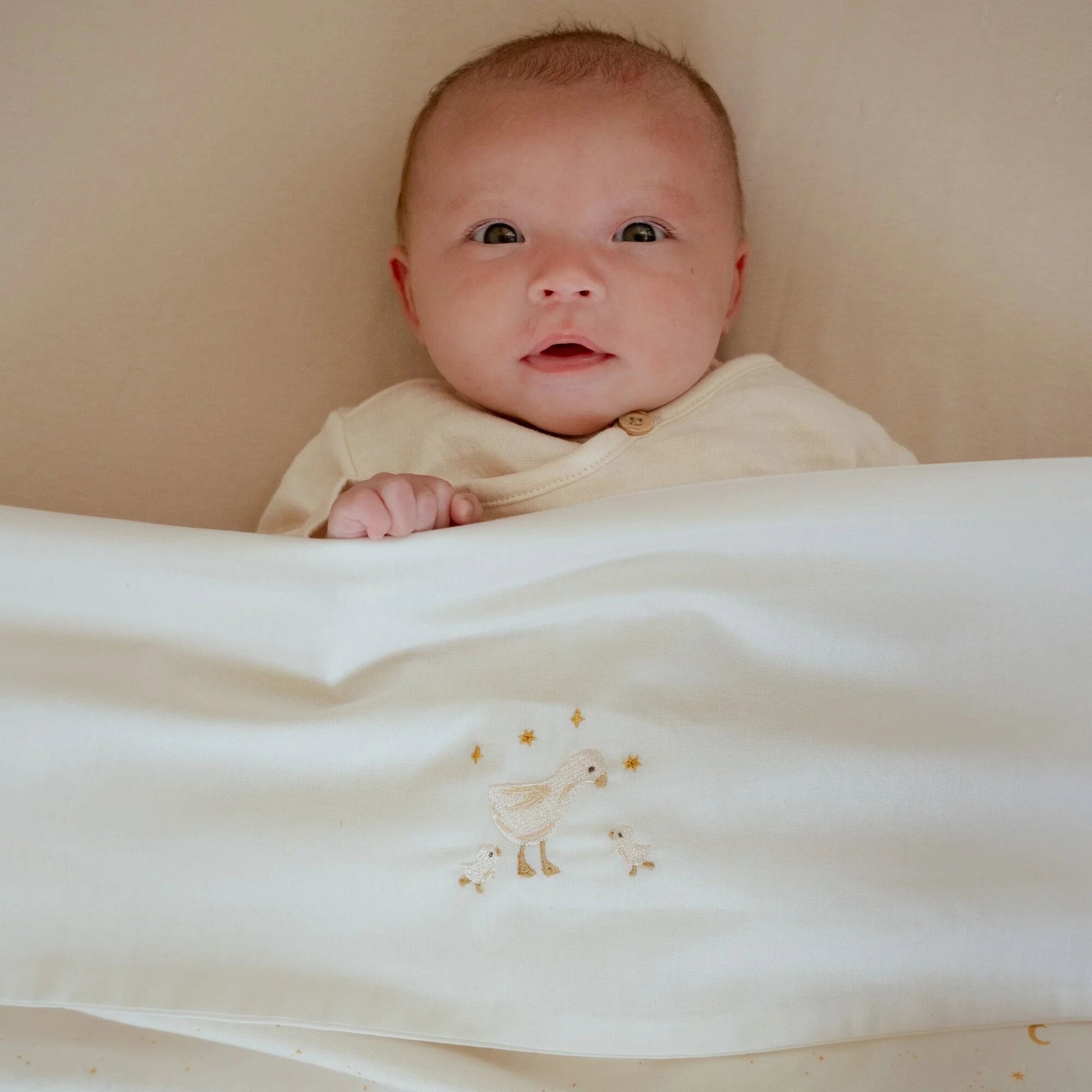Bettlaken Weiß Newborn Naturals Kleine Gans Detail 5
