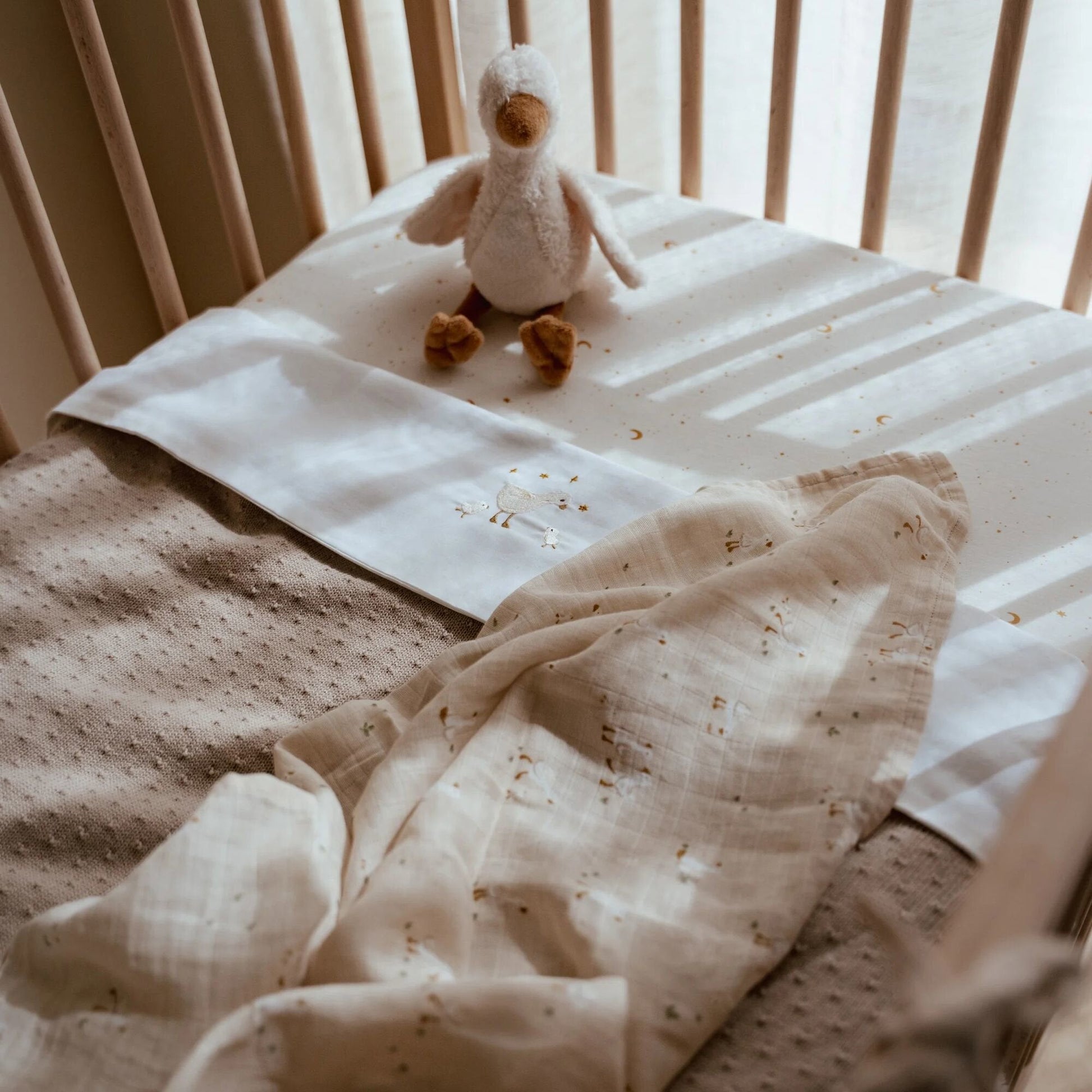 Bettlaken Weiß Newborn Naturals Kleine Gans Detail 3