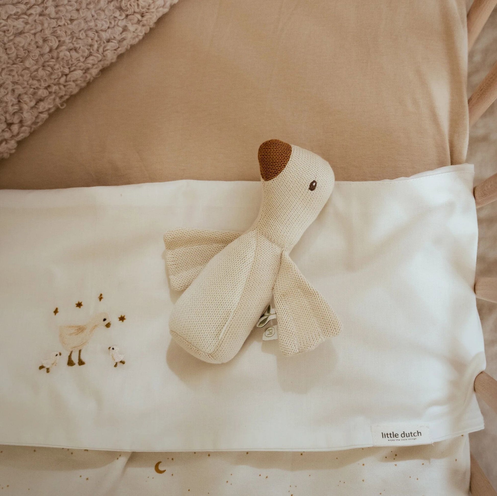 Bettlaken Weiß Newborn Naturals Kleine Gans Detail 3