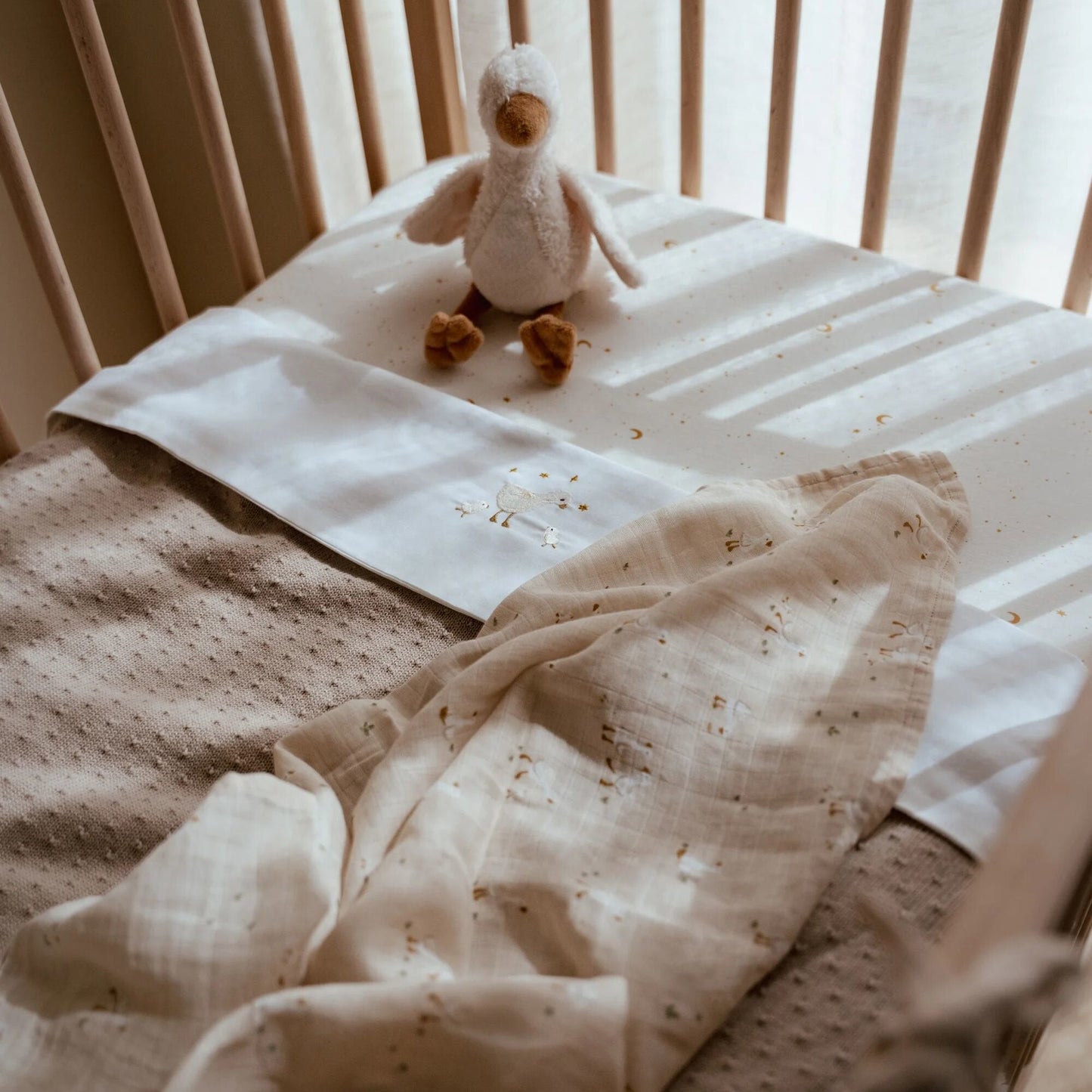 Wiegenlaken Weiß Newborn Naturals Kleine Gans Detail 7