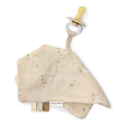 Little Dutch Schnullertuch Beige Newborn Naturals Kleine Gans Detailansicht