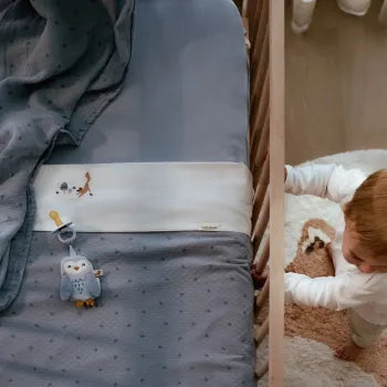 Little Dutch Schnullertuch Eule blau – Forest Friends Bio-Musselin