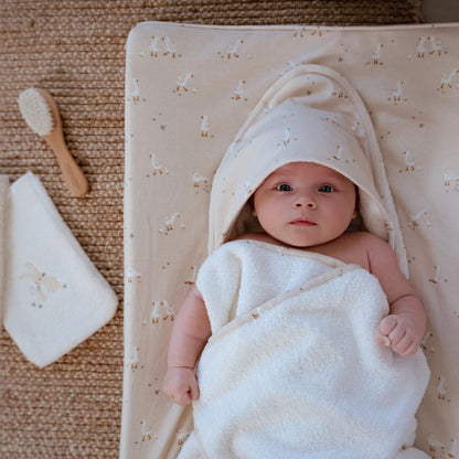 Little Dutch Wickelauflagenbezug Beige Newborn Naturals Kleine Gans Detailansicht