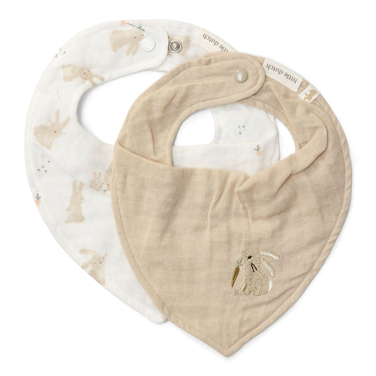 Little Dutch 2er Pack Bandana Lätzchen Weiß Newborn Naturals Baby Bunny Hauptansicht