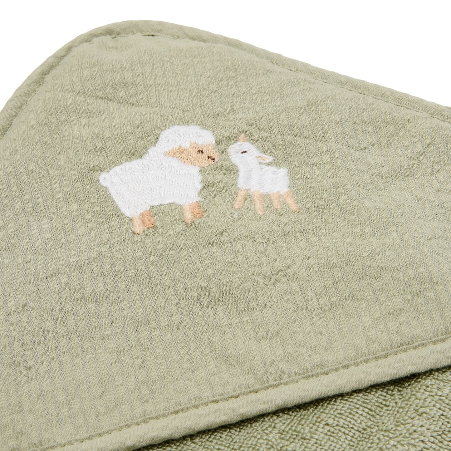 Little Dutch Badecape Bestickt Grün 75 x 75 Seitenansicht