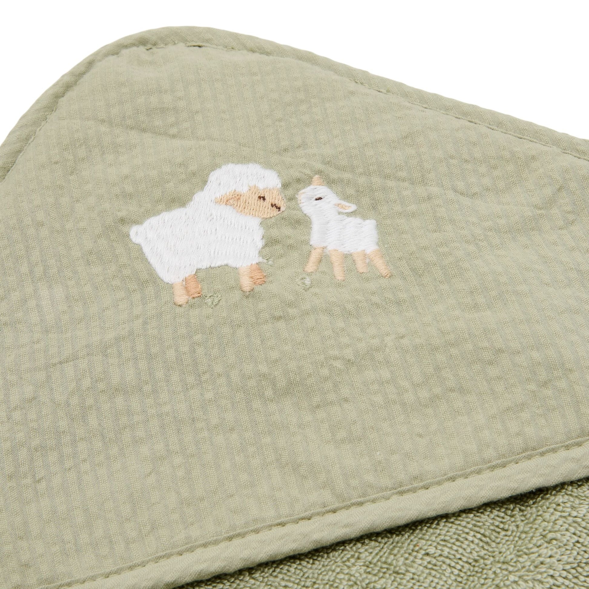Little Dutch Badecape Bestickt Grün 75 x 75 Seitenansicht