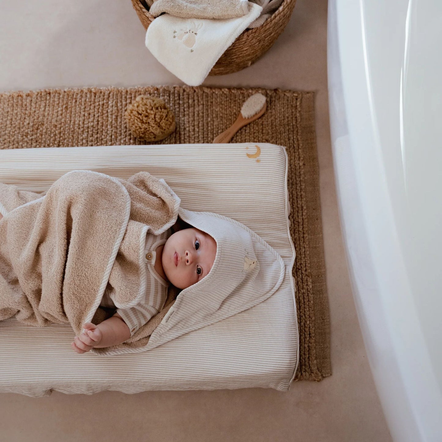 Badetuch Beige 75 x 75 Newborn Naturals Baby Bunny Detail 6