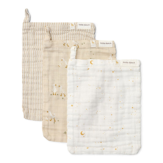 Waschlappen Set Beige Newborn Naturals Little Goose Studio Aufnahme