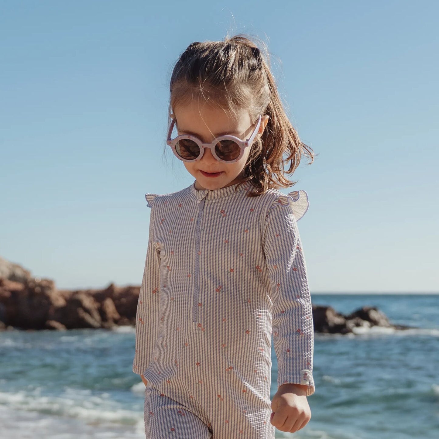 Sonnenbrille Lila Streifen Detail 8