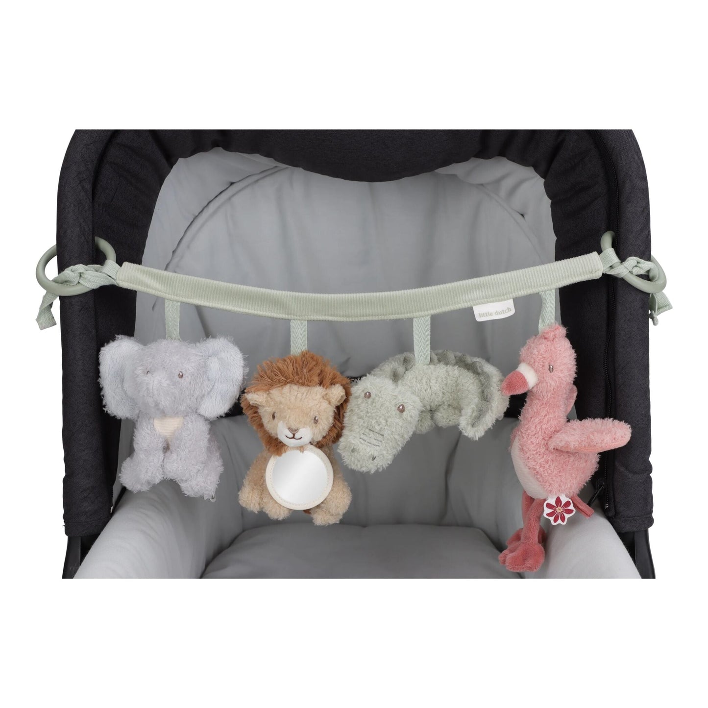 Little Dutch Wagenkette Safari Friends Vorderansicht mit allen vier Tieren