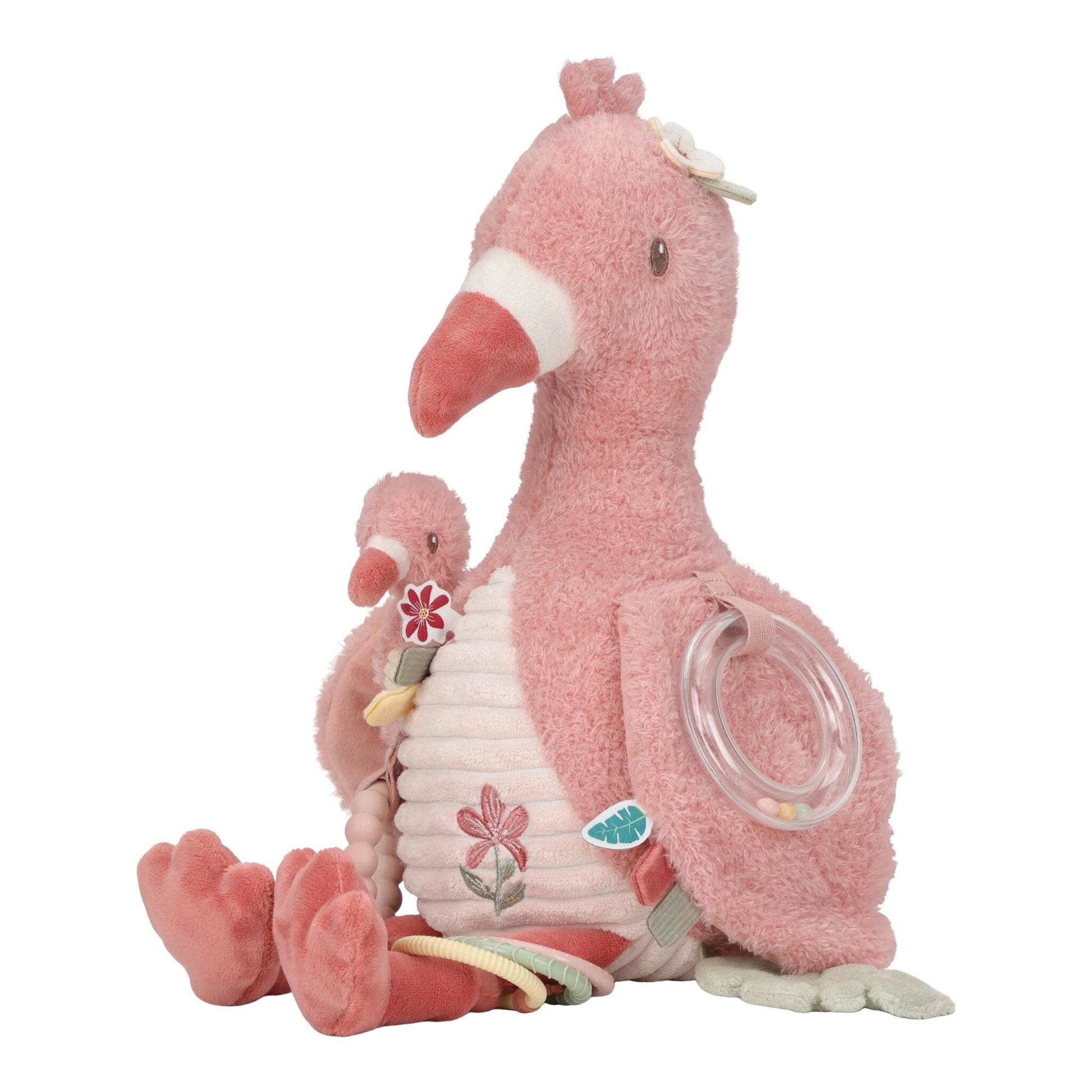 Aktivitätenkuscheltier Flamingo Material und Texturen Nahaufnahme