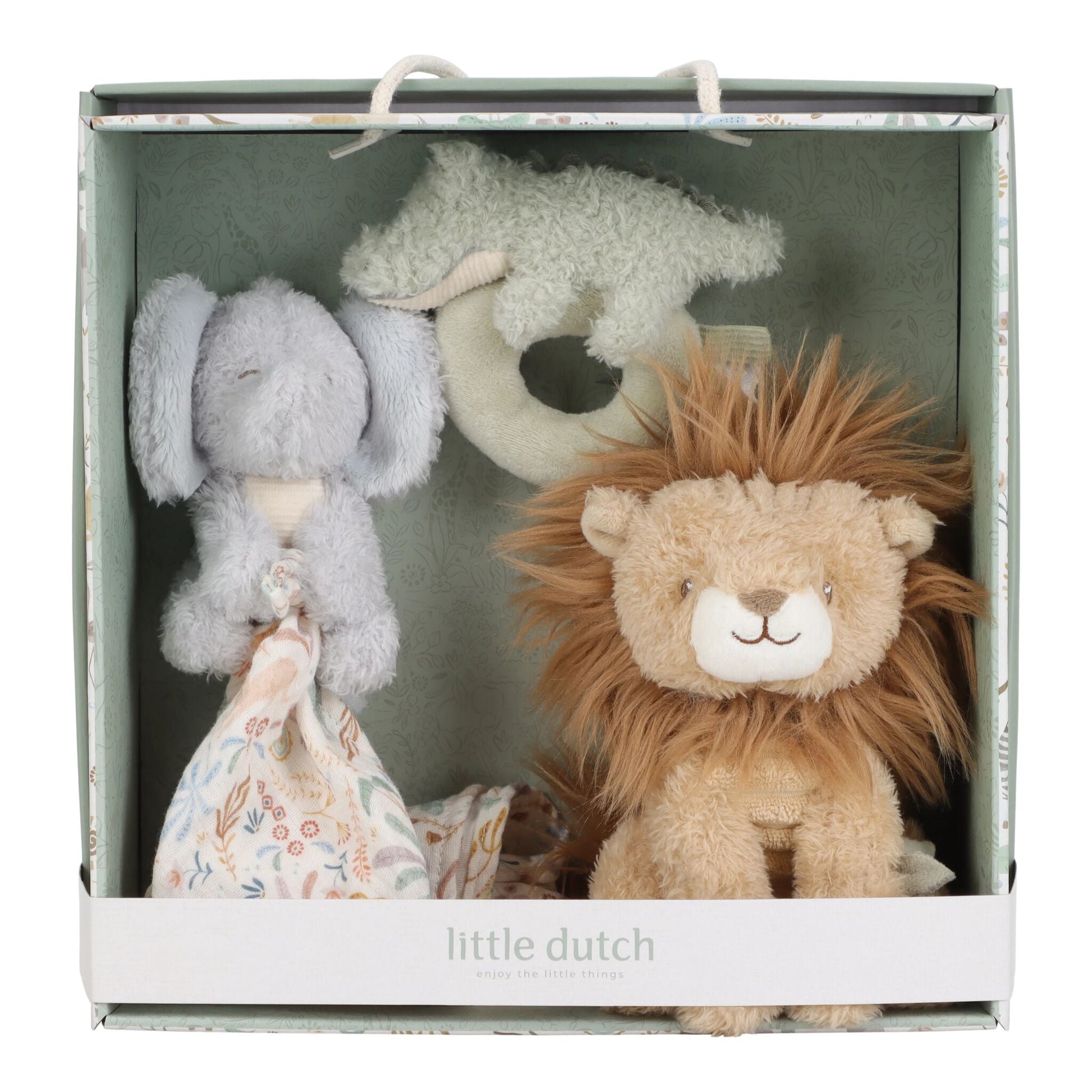 Little Dutch Geschenkset Safari Friends Inhalt mit Plüsch-Löwe Krokodil Elefant