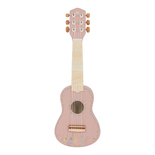 Little Dutch Holzgitarre Rosa Safari Friends Vorderansicht Holz mit Saiten