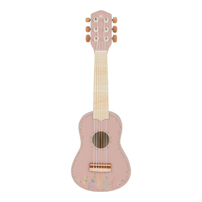 Little Dutch Holzgitarre Rosa Safari Friends Vorderansicht Holz mit Saiten
