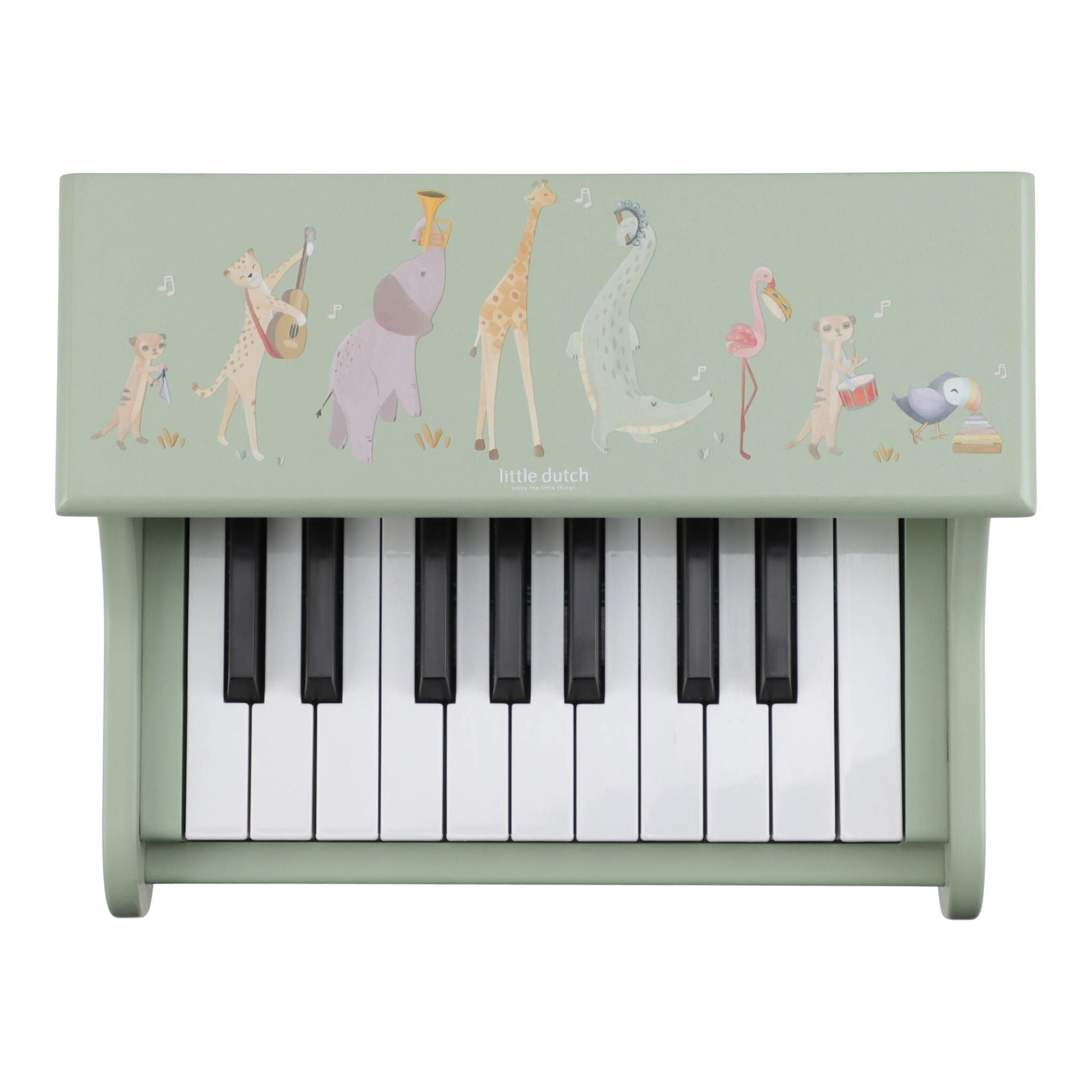 Little Dutch Holzklavier Grün Safari Friends Korpus mit Safari Tiermotiv