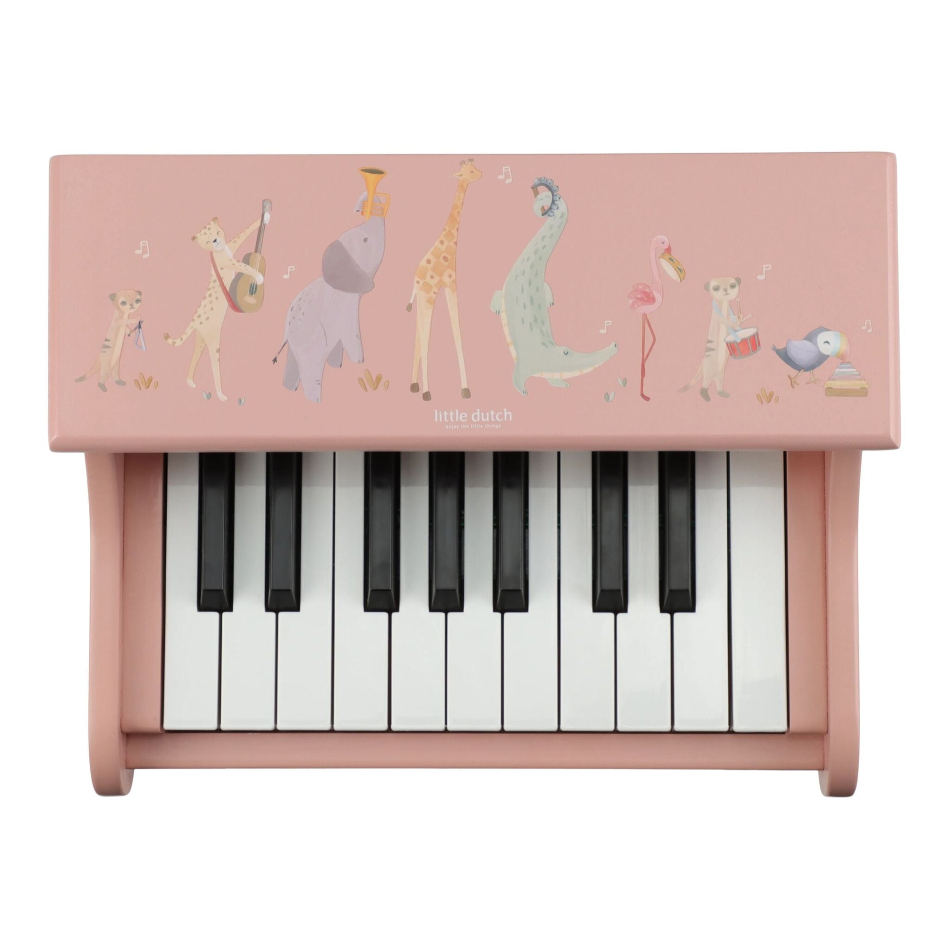 Little Dutch Holzklavier Rosa Safari Friends Korpus mit Safari Tiermotiv