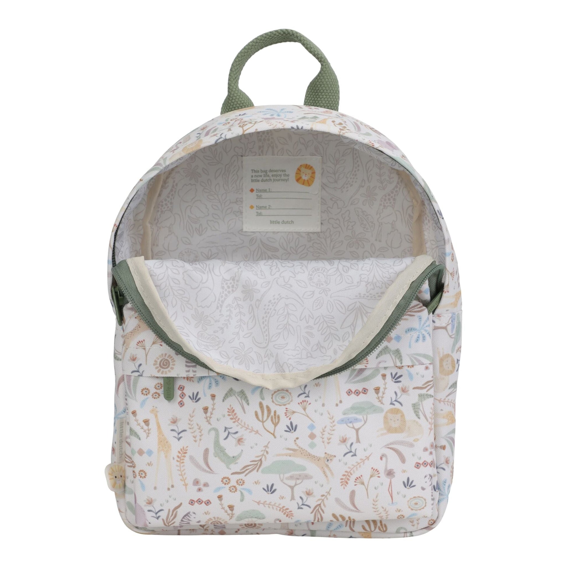 Little Dutch Rucksack Safari Friends 29 cm Seitenansicht Außentasche