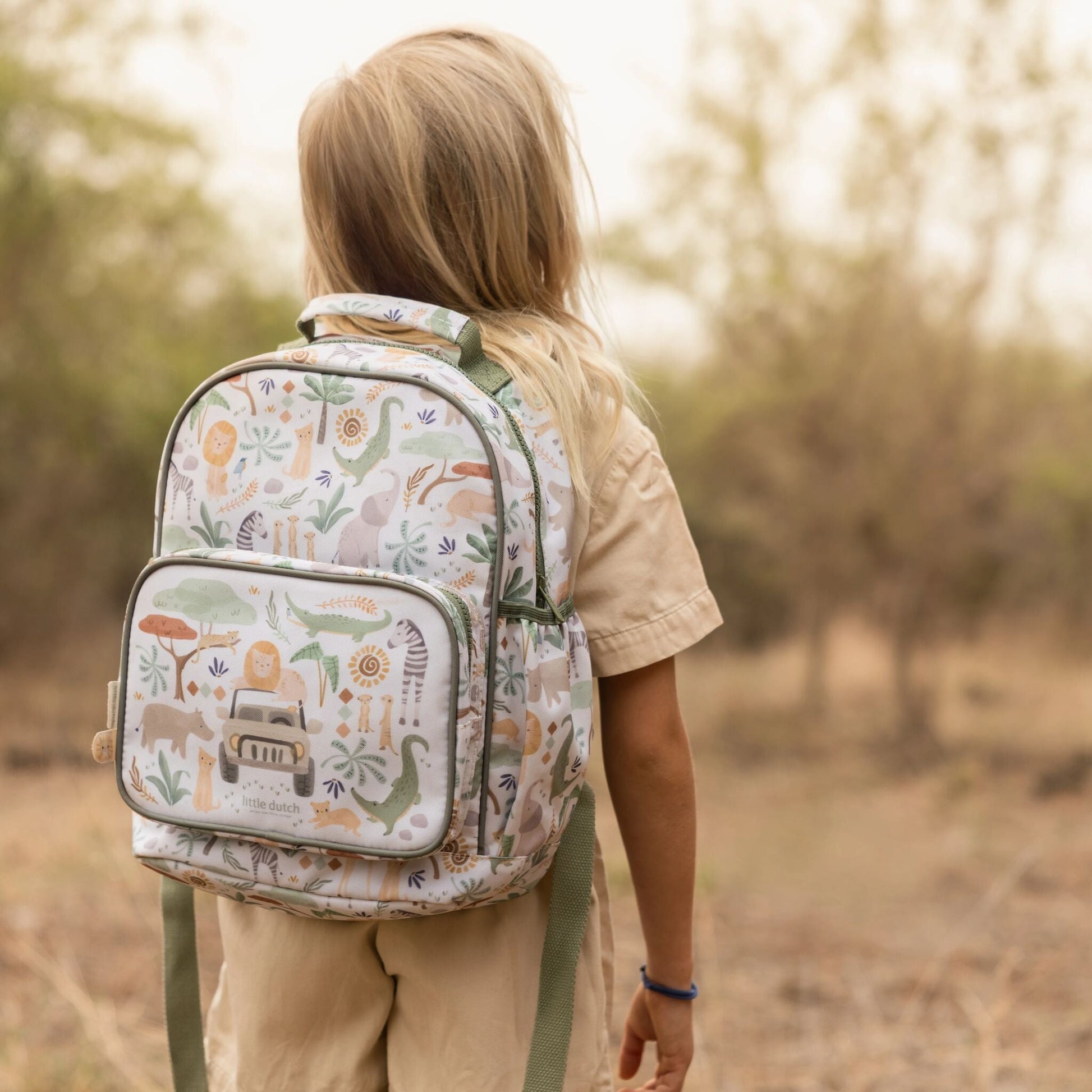 Little Dutch Rucksack 35 cm Safari Friends, Detail verstellbare Schultertraeger gepolstert