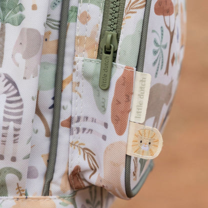 Little Dutch Rucksack 35 cm Safari Friends, Innenfach mit Reissverschluss und Vorderfach